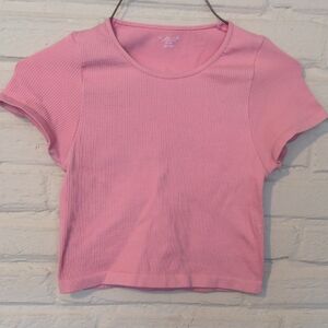 Urban Outfitters Soft Pink Ribbed Crop Top